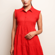 Plaavi Red Ruffle Charm Dress