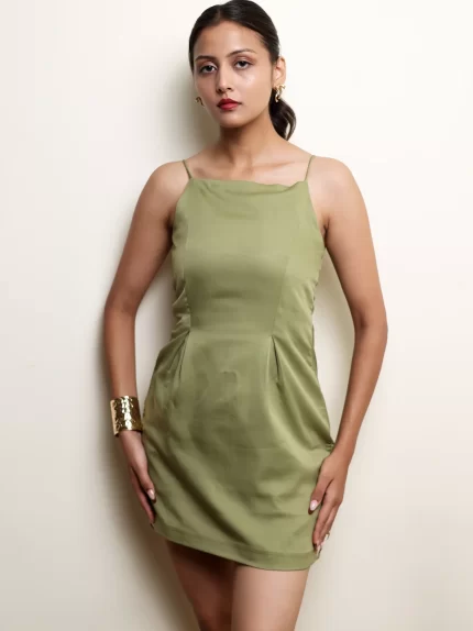 Sage Green Mini Dress  Plaavi