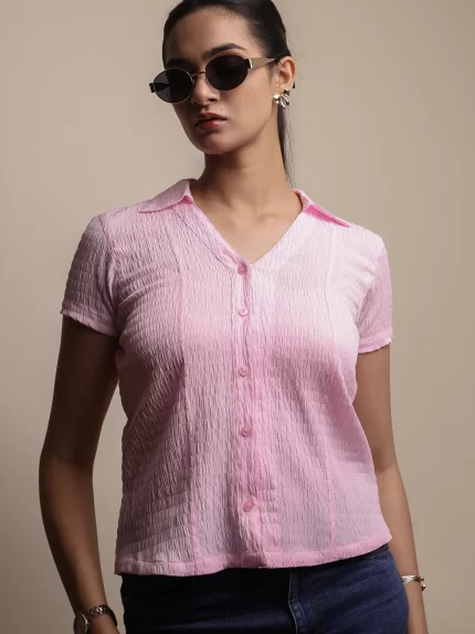 Blush Pink Textured Shirt