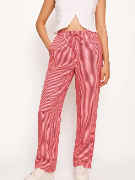 Red & White Striped Lounge Pants